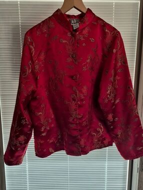 Clio Red Jacket with Gold Embroidered Dragon Motifs